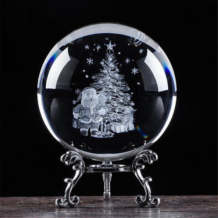 Elk & Santa Decor Trendy Crystal Ornaments, 1/3Pcs Christmas Theme Artificial Crystal Ball, Creative Party Ornament, Home Party Festival Decoration, Birthday Gift for Kids, Girls