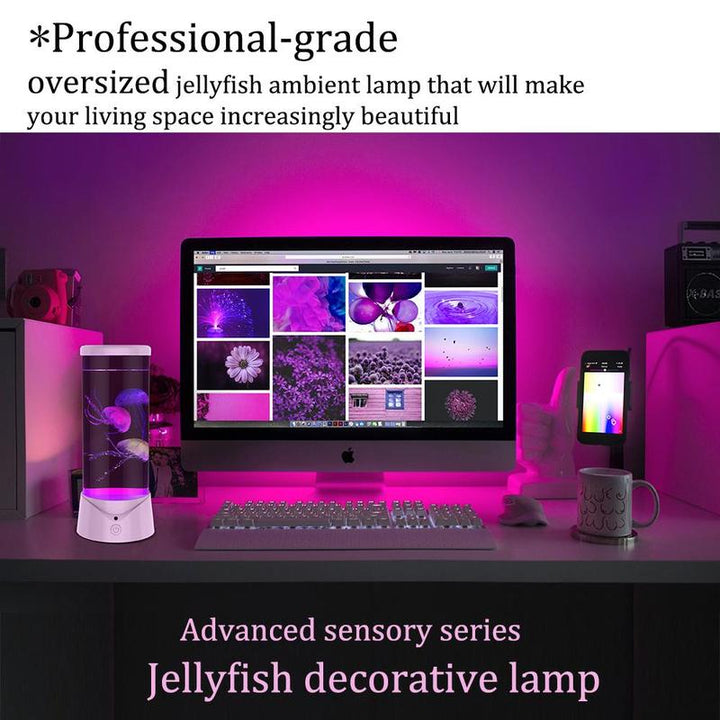 Portable Mini round Jellyfish Lamp, Multipurpose 7 Color Changing Jellyfish Lava Lamp for Summer, Universal Desk Jellyfish Fish Tank Shaped Ambient Light, Fantasy Jellyfish Mood Lamp for Home & Office Use, Ideal Gift for Friend Lovers, Bedroom Decor