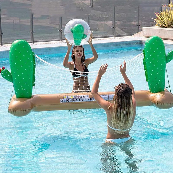 Summer Swimming Pool Toy Series, Wine Glass Shaped Inflatable Swimming Ring, Cactus Shaped Inflatable Pool Volleyball Tropical Hawaiian Style Floating without Ball, Inflatable Bobo Aerated Ocean Float Pool