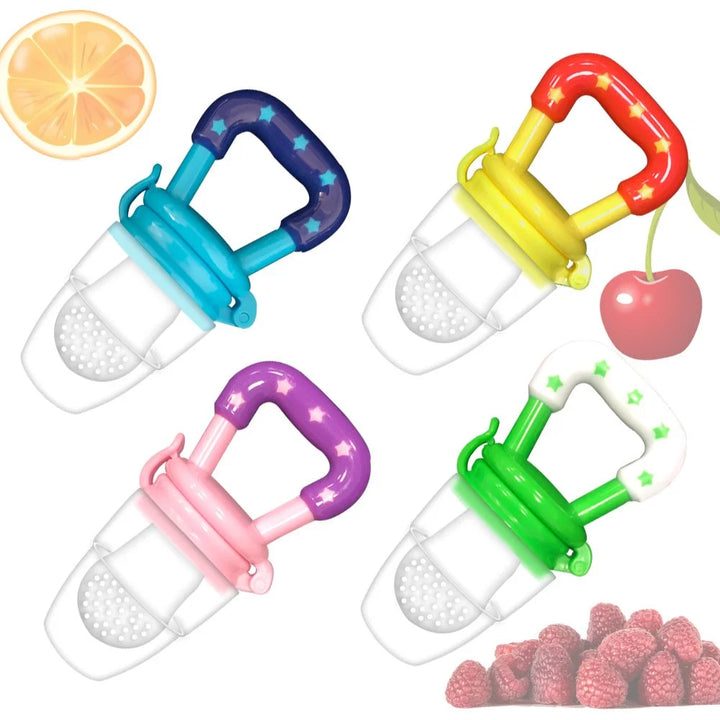 Baby Fruit Food Feeder 2Pack Silicone Nipple Fresh Pouches Teething Toy Aching Gums Pacifier Reusable