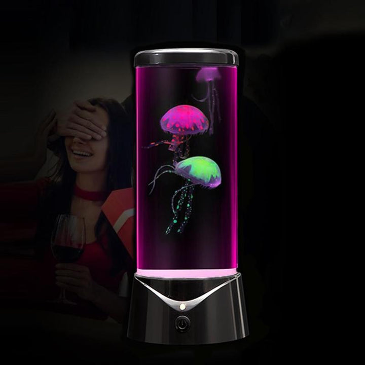 Portable Mini round Jellyfish Lamp, Multipurpose 7 Color Changing Jellyfish Lava Lamp for Summer, Universal Desk Jellyfish Fish Tank Shaped Ambient Light, Fantasy Jellyfish Mood Lamp for Home & Office Use, Ideal Gift for Friend Lovers, Bedroom Decor