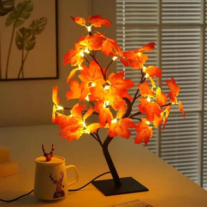 24 LED Fairy Flower Tree Table Lamps Maple Leaf Lamp Rose Night Light USB Operated Gifts for Wedding Party Hallowmas Decoration