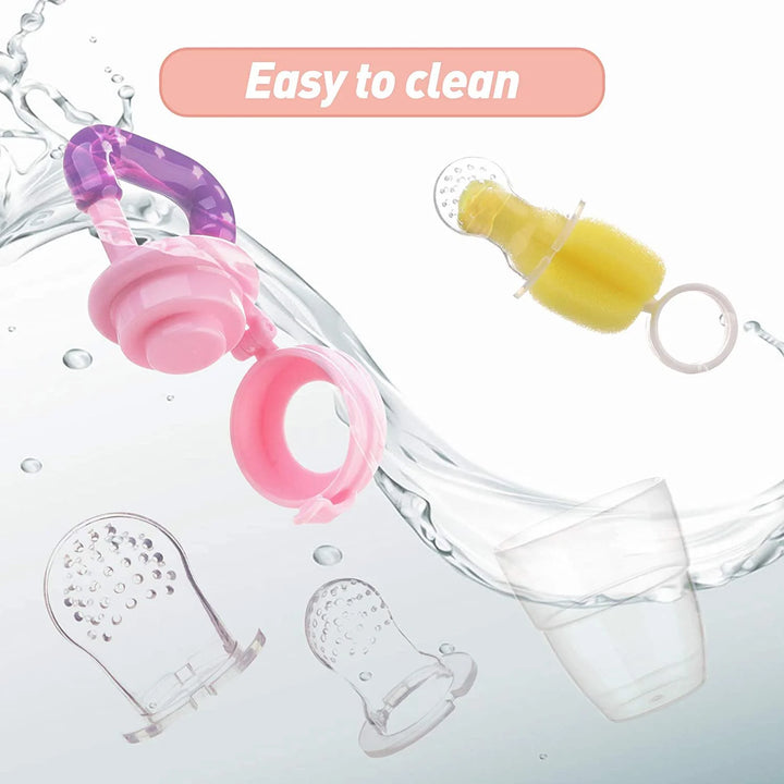 Baby Fruit Food Feeder 2Pack Silicone Nipple Fresh Pouches Teething Toy Aching Gums Pacifier Reusable