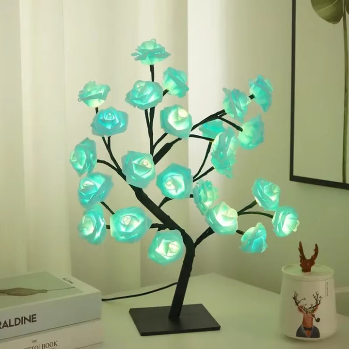 24 LED Fairy Flower Tree Table Lamps Maple Leaf Lamp Rose Night Light USB Operated Gifts for Wedding Party Hallowmas Decoration