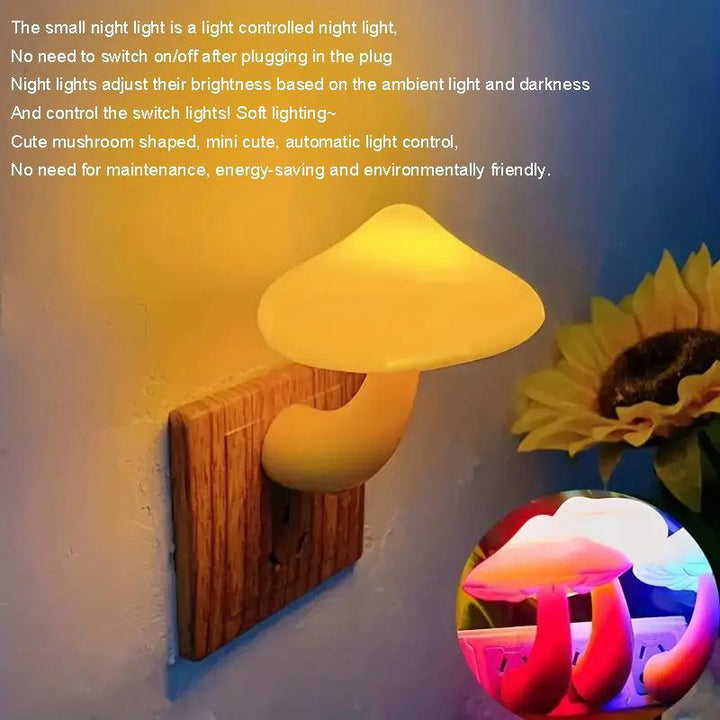 Mushroom Shaped Night Light with Light Sensor (1 Count), Color Changing Mushroom Lamp, LED Lights for Bedroom, Decorative Light for Bedroom