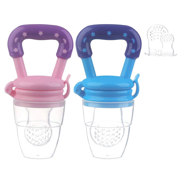 Baby Fruit Food Feeder 2Pack Silicone Nipple Fresh Pouches Teething Toy Aching Gums Pacifier Reusable