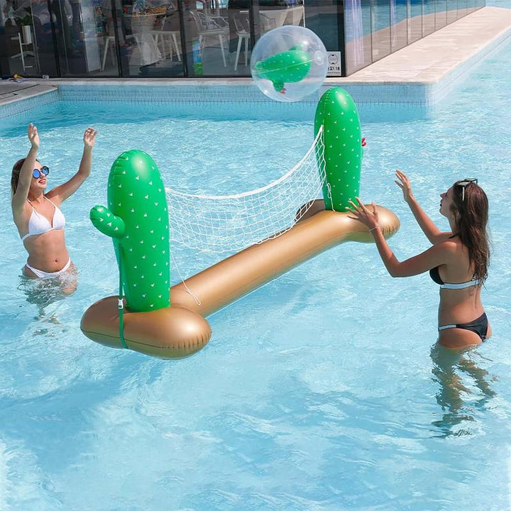 Summer Swimming Pool Toy Series, Wine Glass Shaped Inflatable Swimming Ring, Cactus Shaped Inflatable Pool Volleyball Tropical Hawaiian Style Floating without Ball, Inflatable Bobo Aerated Ocean Float Pool