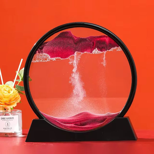 Moving Sand Art Picture round Glass Hourglass Deep Sea Sandscape Flowing Sand Frame 7/12Inch Home Decor Display