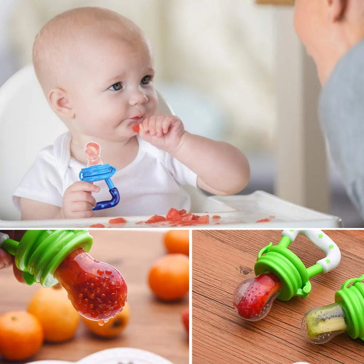 Baby Fruit Food Feeder 2Pack Silicone Nipple Fresh Pouches Teething Toy Aching Gums Pacifier Reusable