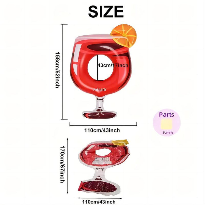 Summer Swimming Pool Toy Series, Wine Glass Shaped Inflatable Swimming Ring, Cactus Shaped Inflatable Pool Volleyball Tropical Hawaiian Style Floating without Ball, Inflatable Bobo Aerated Ocean Float Pool