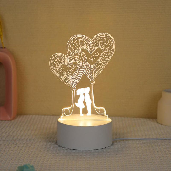 Heart Shaped 3D Night Light for Summer Gift, USB Powered Romantic Glowing LED Table Light, Portable Desk Lamp for Bedroom, Decorative Novelty Lighting for Home Living Room Decor, Room Accessories