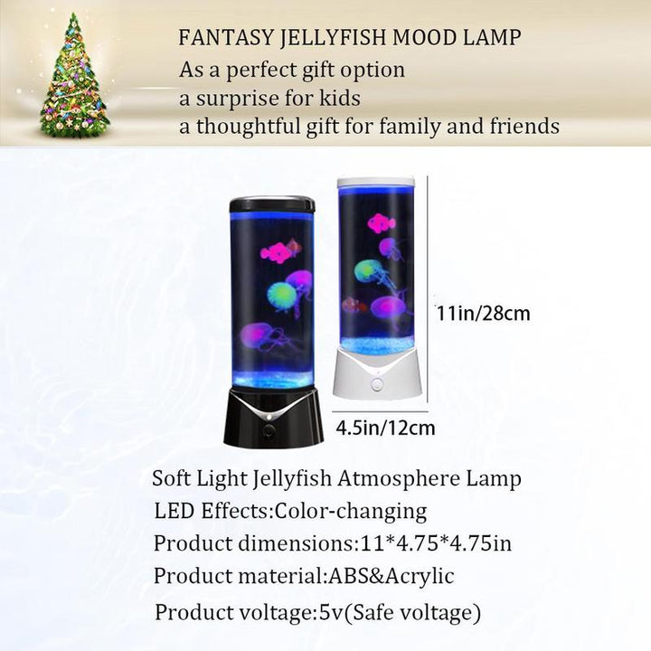 Portable Mini round Jellyfish Lamp, Multipurpose 7 Color Changing Jellyfish Lava Lamp for Summer, Universal Desk Jellyfish Fish Tank Shaped Ambient Light, Fantasy Jellyfish Mood Lamp for Home & Office Use, Ideal Gift for Friend Lovers, Bedroom Decor