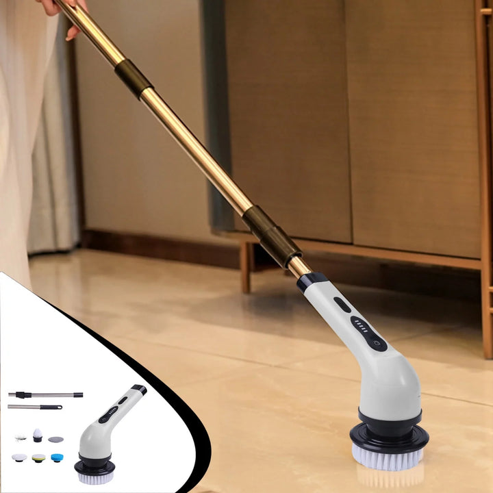 Electric Spin Scrubber for Bathroom, Cordless Shower Cleaning Brush ,Long Handle and Cordless Shower Floor for Cleaning Tub Tileutwith 6 Brush Heads