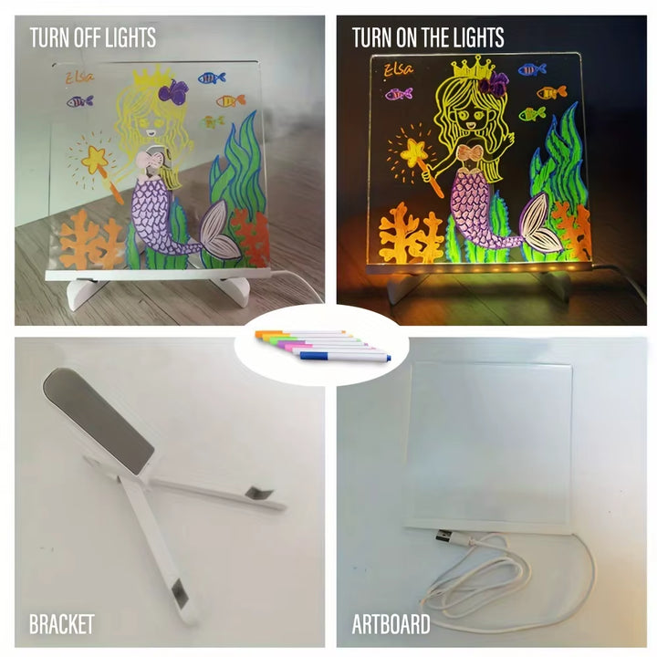 LED Light up Acrylic Message Board Erasable USB Children'S Drawing Board CIY for Birthday Gifts Bar Advertising Boards