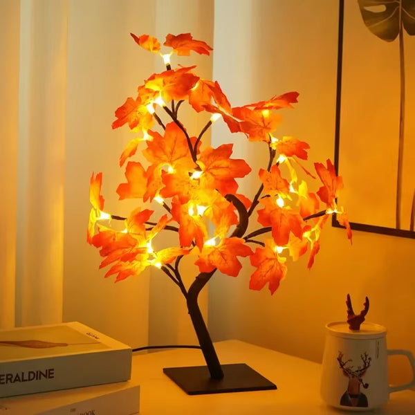 24 LED Fairy Flower Tree Table Lamps Maple Leaf Lamp Rose Night Light USB Operated Gifts for Wedding Party Hallowmas Decoration