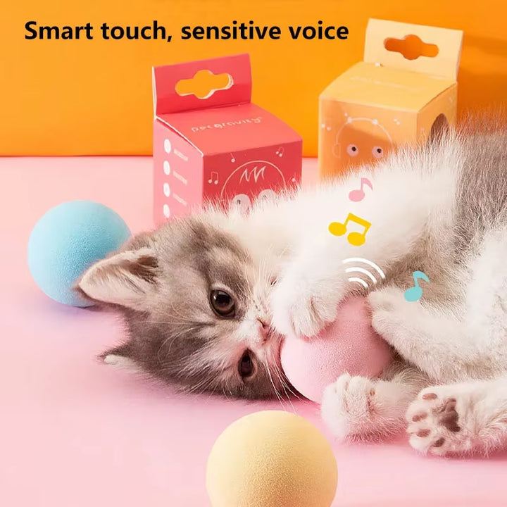 Cat Training Toy Pet Playing Ball Pet Squeaky Supplies Smart Cat Toys Interactive Ball Catnip Kitten Kitty Products Toy for Cats