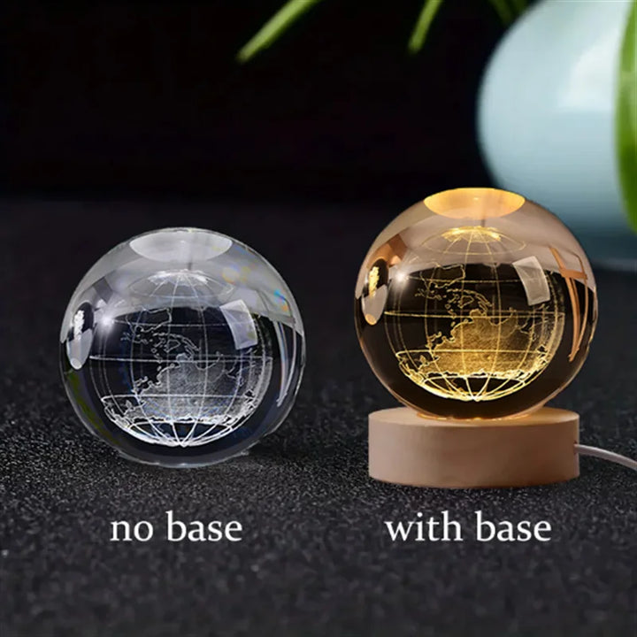 6Cm 3D Crystal Ball Crystal Planet Night Light Laser Engraved Solar System Globe Astronomy Birthday Gift Home Desktop Decoration