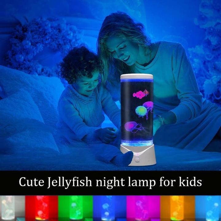 Portable Mini round Jellyfish Lamp, Multipurpose 7 Color Changing Jellyfish Lava Lamp for Summer, Universal Desk Jellyfish Fish Tank Shaped Ambient Light, Fantasy Jellyfish Mood Lamp for Home & Office Use, Ideal Gift for Friend Lovers, Bedroom Decor